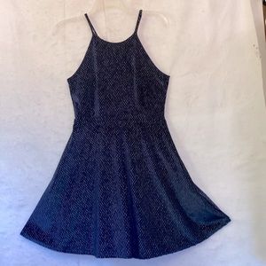 Rosie Harlow Navy & Gold Metallic Fit & Flare Mini Skater Dress Sleeveless